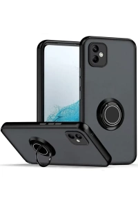 Samsung Galaxy A06 Kılıf Montreal Yüzüklü Silikon Kapak - Siyah