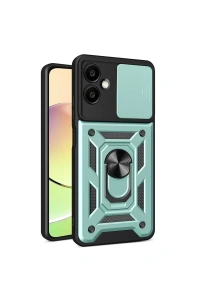 Samsung Galaxy A06 Kılıf Pars Lens Yüzüklü Silikon - Yeşil