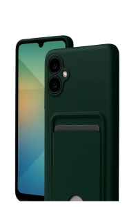 Samsung Galaxy A07 4G Kelvin Kartvizitli Silikon - Koyu Yeşil