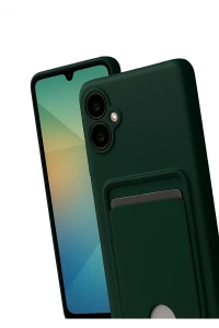 Samsung Galaxy A07 4G Kelvin Kartvizitli Silikon - Koyu Yeşil