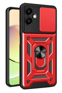Samsung Galaxy A07 4G Pars Lens Yüzüklü Silikon - Kırmızı