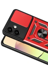 Samsung Galaxy A07 4G Pars Lens Yüzüklü Silikon - Kırmızı