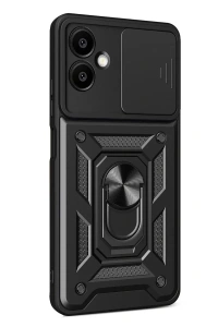 Samsung Galaxy A07 4G Pars Lens Yüzüklü Silikon - Siyah