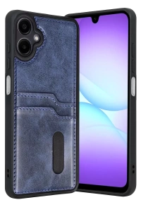 Samsung Galaxy A07 4G Sara Kartvizitli Deri Kılıf - Lacivert