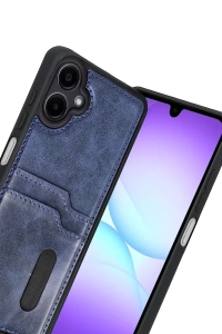 Samsung Galaxy A07 4G Sara Kartvizitli Deri Kılıf - Lacivert