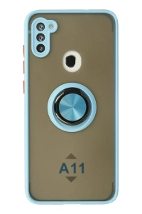 Samsung Galaxy A11 Kılıf Montreal Yüzüklü Silikon Kapak - Buz Mavi