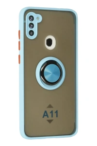 Samsung Galaxy A11 Kılıf Montreal Yüzüklü Silikon Kapak - Buz Mavi