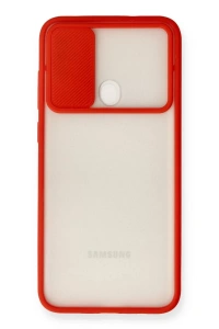 Samsung Galaxy A11 Kılıf Palm Buzlu Kamera Sürgülü Silikon - Kırmızı