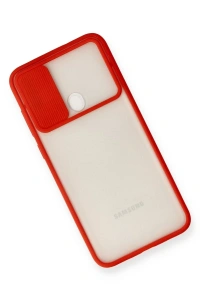 Samsung Galaxy A11 Kılıf Palm Buzlu Kamera Sürgülü Silikon - Kırmızı