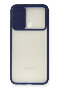 Samsung Galaxy A11 Kılıf Palm Buzlu Kamera Sürgülü Silikon - Lacivert