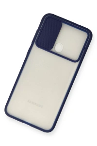 Samsung Galaxy A11 Kılıf Palm Buzlu Kamera Sürgülü Silikon - Lacivert