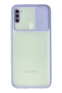 Samsung Galaxy A11 Kılıf Palm Buzlu Kamera Sürgülü Silikon - Lila
