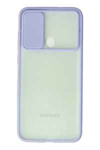 Samsung Galaxy A11 Kılıf Palm Buzlu Kamera Sürgülü Silikon - Lila