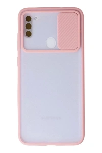 Samsung Galaxy A11 Kılıf Palm Buzlu Kamera Sürgülü Silikon - Pembe