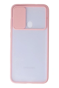 Samsung Galaxy A11 Kılıf Palm Buzlu Kamera Sürgülü Silikon - Pembe