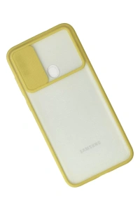 Samsung Galaxy A11 Kılıf Palm Buzlu Kamera Sürgülü Silikon - Sarı