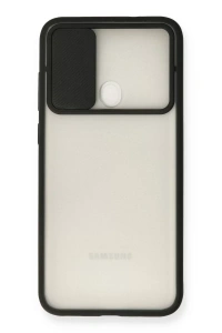 Samsung Galaxy A11 Kılıf Palm Buzlu Kamera Sürgülü Silikon - Siyah