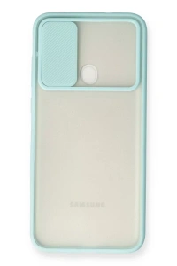 Samsung Galaxy A11 Kılıf Palm Buzlu Kamera Sürgülü Silikon - Turkuaz