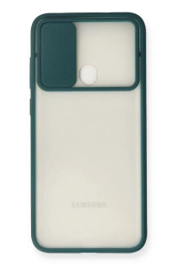 Samsung Galaxy A11 Kılıf Palm Buzlu Kamera Sürgülü Silikon - Yeşil