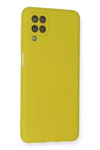 Samsung Galaxy A12 Kılıf Nano içi Kadife Silikon - Sarı