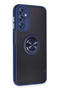Samsung Galaxy A14 4G Kılıf Montreal Yüzüklü Silikon Kapak - Lacivert