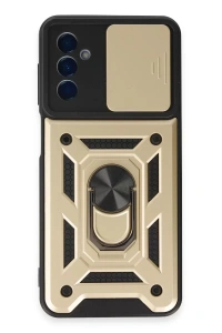 Samsung Galaxy A14 4G Kılıf Pars Lens Yüzüklü Silikon - Gold