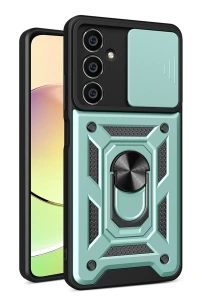 Samsung Galaxy A15 4G Kılıf Pars Lens Yüzüklü Silikon - Yeşil