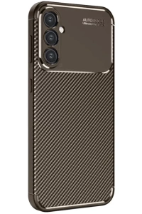 Samsung Galaxy A16 5G Kılıf Auto Focus Karbon Kapak - Kahverengi