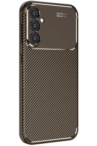 Samsung Galaxy A16 5G Kılıf Auto Focus Karbon Kapak - Kahverengi