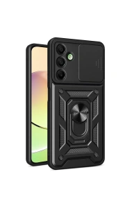 Samsung Galaxy A16 5G Kılıf Pars Lens Yüzüklü Silikon - Siyah