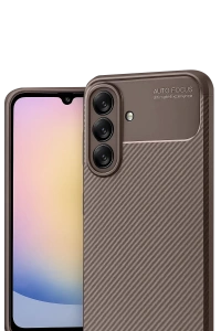 Samsung Galaxy A17 5G Auto Focus Karbon Kapak - Kahverengi