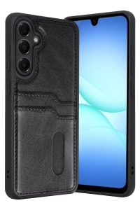 Samsung Galaxy A17 5G Sara Kartvizitli Deri Kılıf - Siyah
