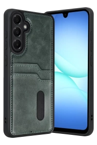Samsung Galaxy A17 5G Sara Kartvizitli Deri Kılıf - Yeşil