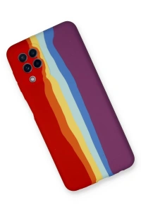 Samsung Galaxy A22 Kılıf Ebruli Lansman Silikon - Kırmızı-Mor