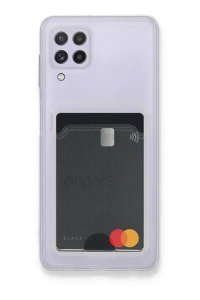 Samsung Galaxy A22 Kılıf Kart Şeffaf Silikon - Şeffaf
