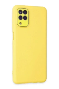 Samsung Galaxy A22 Kılıf Lansman Glass Kapak - Sarı