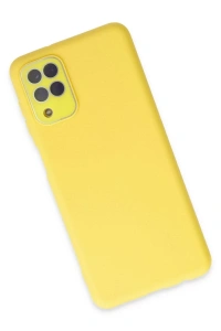Samsung Galaxy A22 Kılıf Lansman Glass Kapak - Sarı