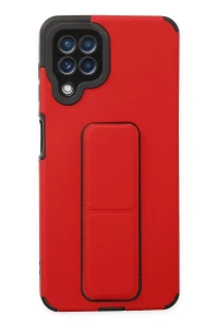 Samsung Galaxy A22 Kılıf Mega Standlı Silikon - Kırmızı