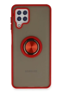 Samsung Galaxy A22 Kılıf Montreal Yüzüklü Silikon Kapak - Kırmızı
