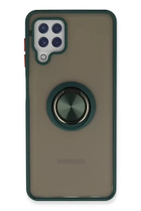 Samsung Galaxy A22 Kılıf Montreal Yüzüklü Silikon Kapak - Yeşil