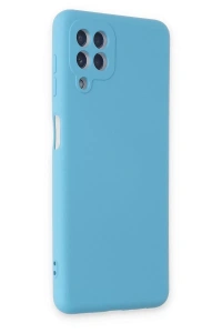 Samsung Galaxy A22 Kılıf Nano içi Kadife Silikon - Mavi