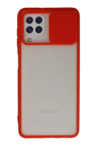 Samsung Galaxy A22 Kılıf Palm Buzlu Kamera Sürgülü Silikon - Kırmızı