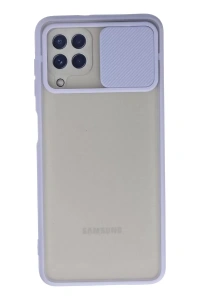 Samsung Galaxy A22 Kılıf Palm Buzlu Kamera Sürgülü Silikon - Lila