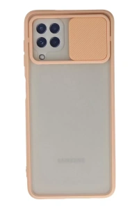 Samsung Galaxy A22 Kılıf Palm Buzlu Kamera Sürgülü Silikon - Pembe