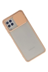Samsung Galaxy A22 Kılıf Palm Buzlu Kamera Sürgülü Silikon - Pembe