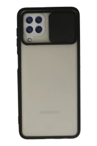 Samsung Galaxy A22 Kılıf Palm Buzlu Kamera Sürgülü Silikon - Siyah