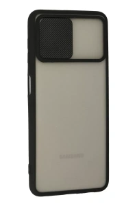 Samsung Galaxy A22 Kılıf Palm Buzlu Kamera Sürgülü Silikon - Siyah