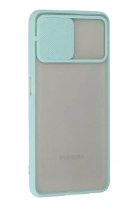 Samsung Galaxy A22 Kılıf Palm Buzlu Kamera Sürgülü Silikon - Turkuaz
