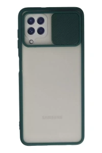 Samsung Galaxy A22 Kılıf Palm Buzlu Kamera Sürgülü Silikon - Yeşil