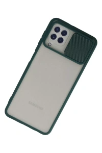Samsung Galaxy A22 Kılıf Palm Buzlu Kamera Sürgülü Silikon - Yeşil